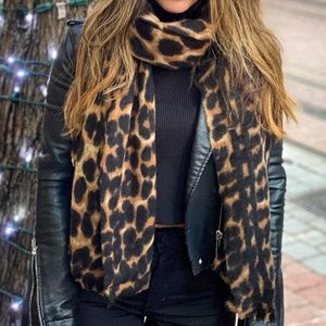 Animal print cheetah leopard wool warm scarf